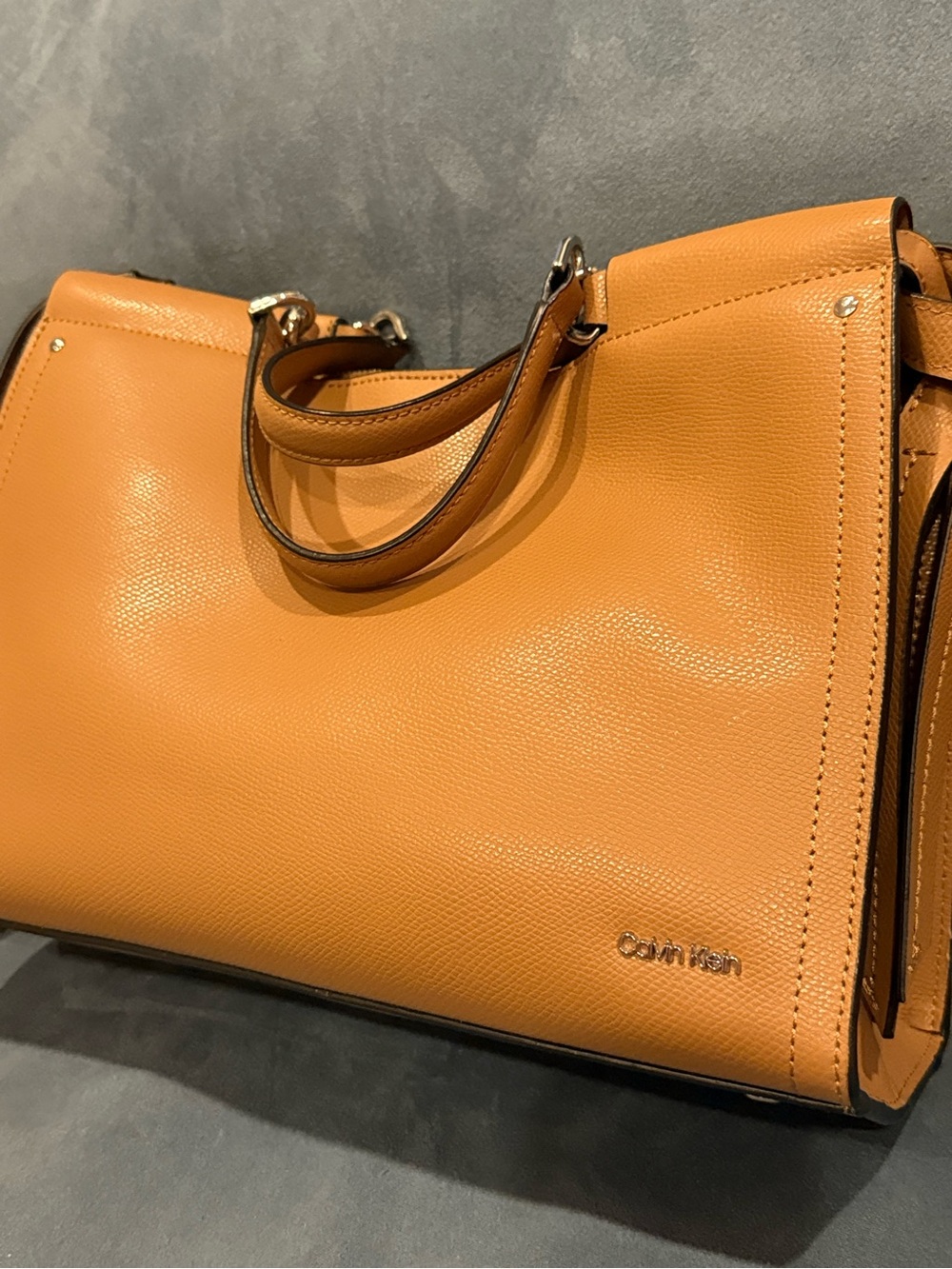 Calvin Klein Cognac Leather Satchel